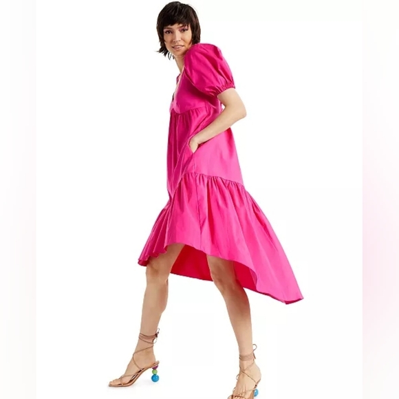INC International Concepts Dresses & Skirts - New INC International‎ Concepts Puff-Sleeved High-Low Midi Dress Medium Pink